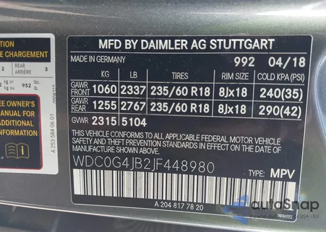 2018 Mercedes-Benz Glc 300 z USA, uszkodzony, nr VIN WDC0G4JB2JF448980